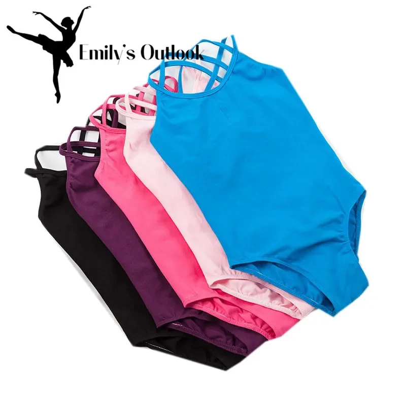 Classics Doppelträger-Unterhemd für Mädchen, Gymnastik-Ballettanzug mit überkreuztem Rücken, sportliche Sport-Tanktops, Blau