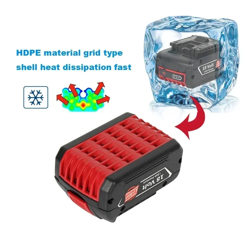 New Battey for Bosch 18V 6.0Ah Lithium Ion Battery Charger Sets Rechargeable Replacement for Bosch 18v Battery for BAT609 BAT618