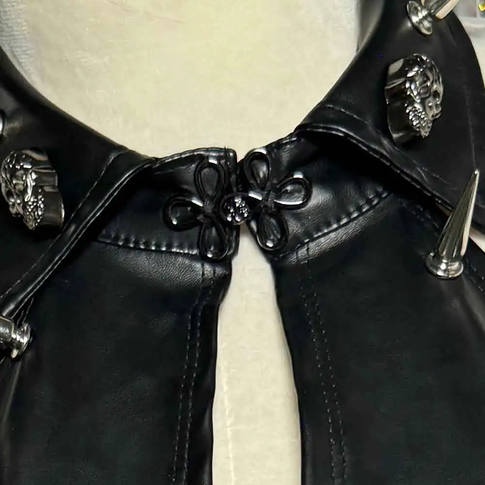 

Череп E-Girls Eco Digital Y2K Веганские кожаные топы для подростков Гранж Панк Рок с шипами 90-х годов Ручная работа Готическая булавка DIY Эмо