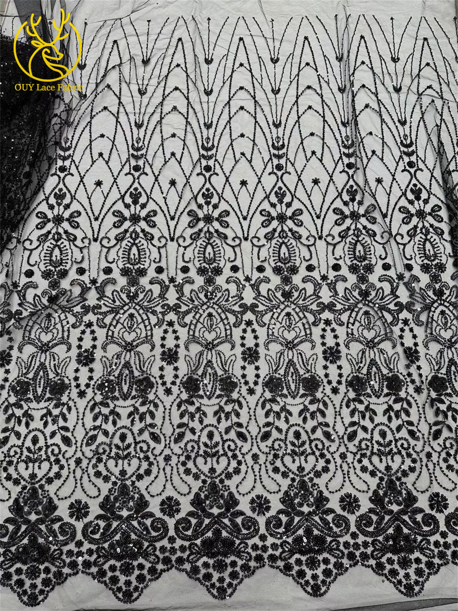 5 Yards meistverkaufter afrikanischer Pailletten-Spitzenstoff, hochwertige Mode, nigerianischer Perlen-Tüll-Spitzenstoff, Nähen von Partykleidern – Detail 17