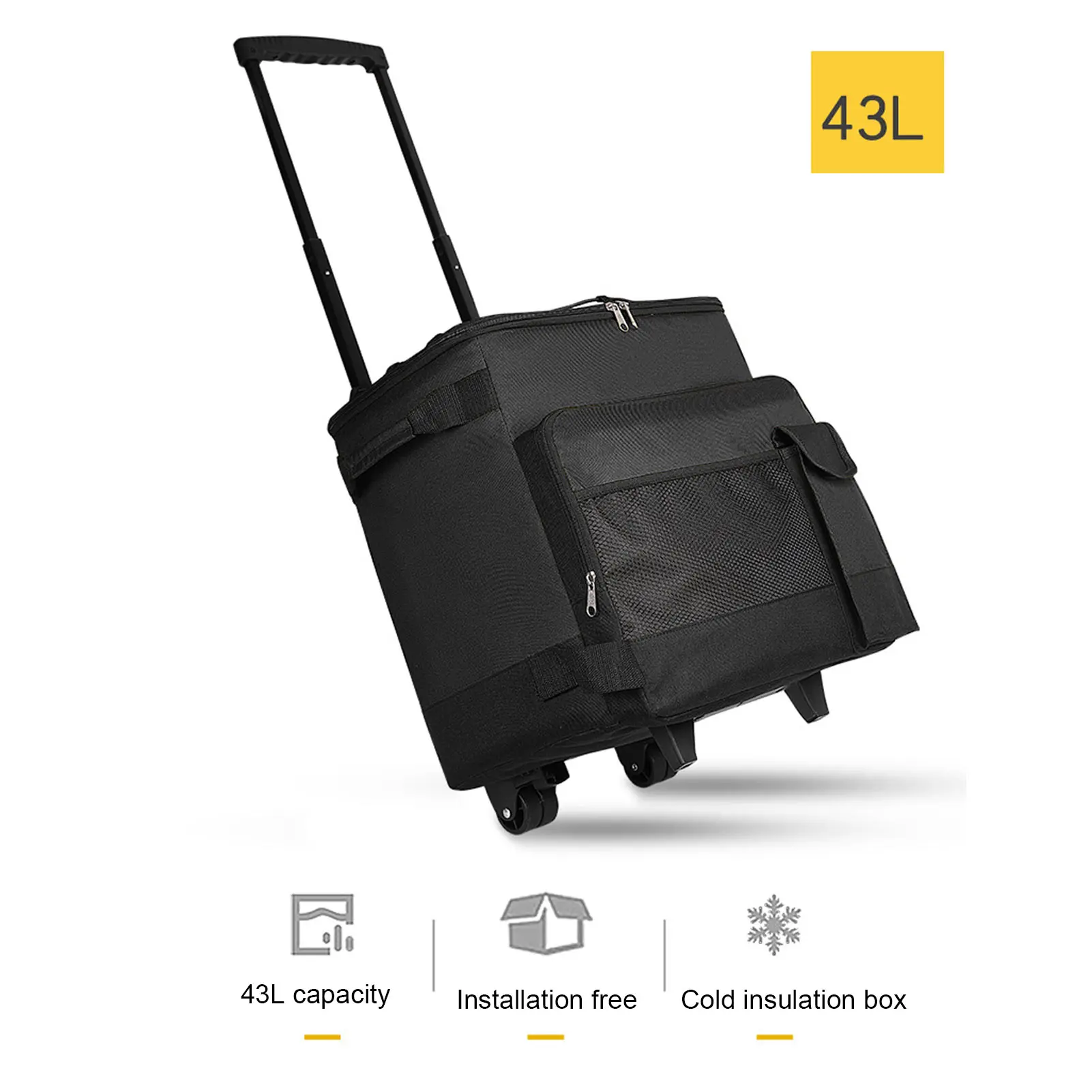 

43L Rolling Cooler Dual Waterproof Portable Insulated Wheeled Cooling Bag with Handle for Picnic Camping Rolling Cooler