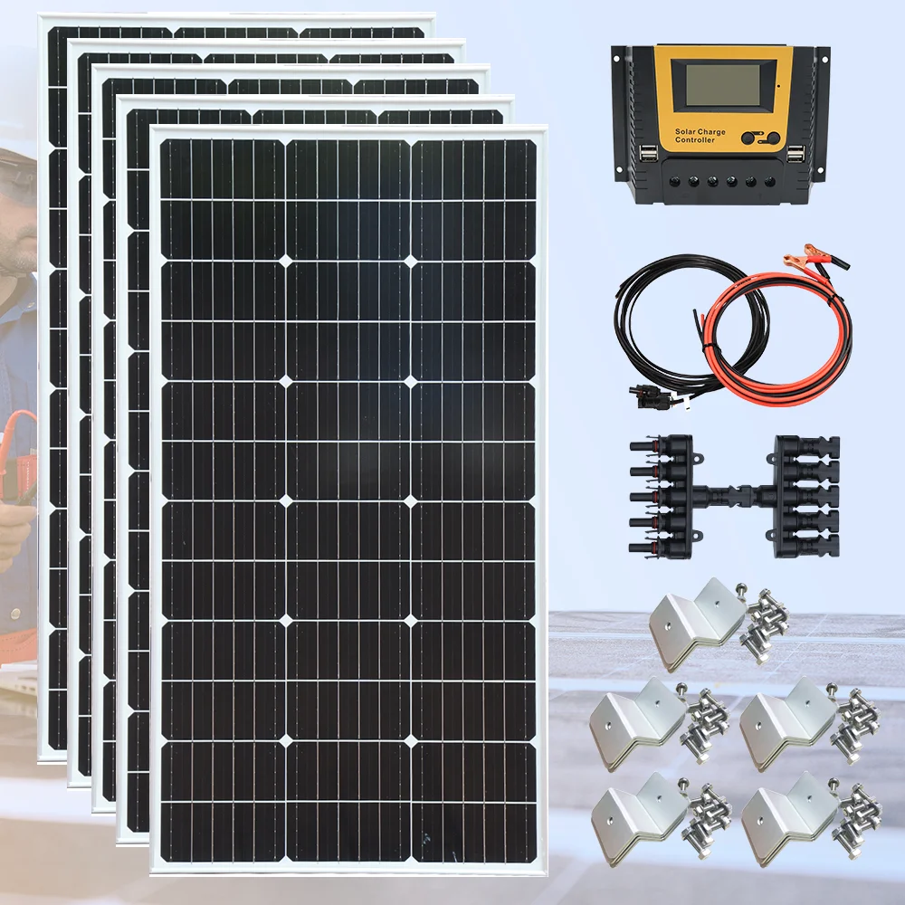 

18V 500W 400W 300W 100W Rigid Solar Panel Kit Set Controller solar panels 12v solar charger battery solar Cell photovoltaicChina