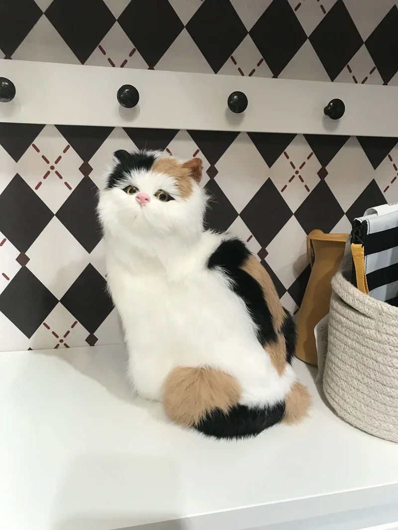 

Children's Realistic Cat Figurine Plush Toys - Lifelike Kitten Models for Home and Office Decoration, Perfect Gifts for Kids