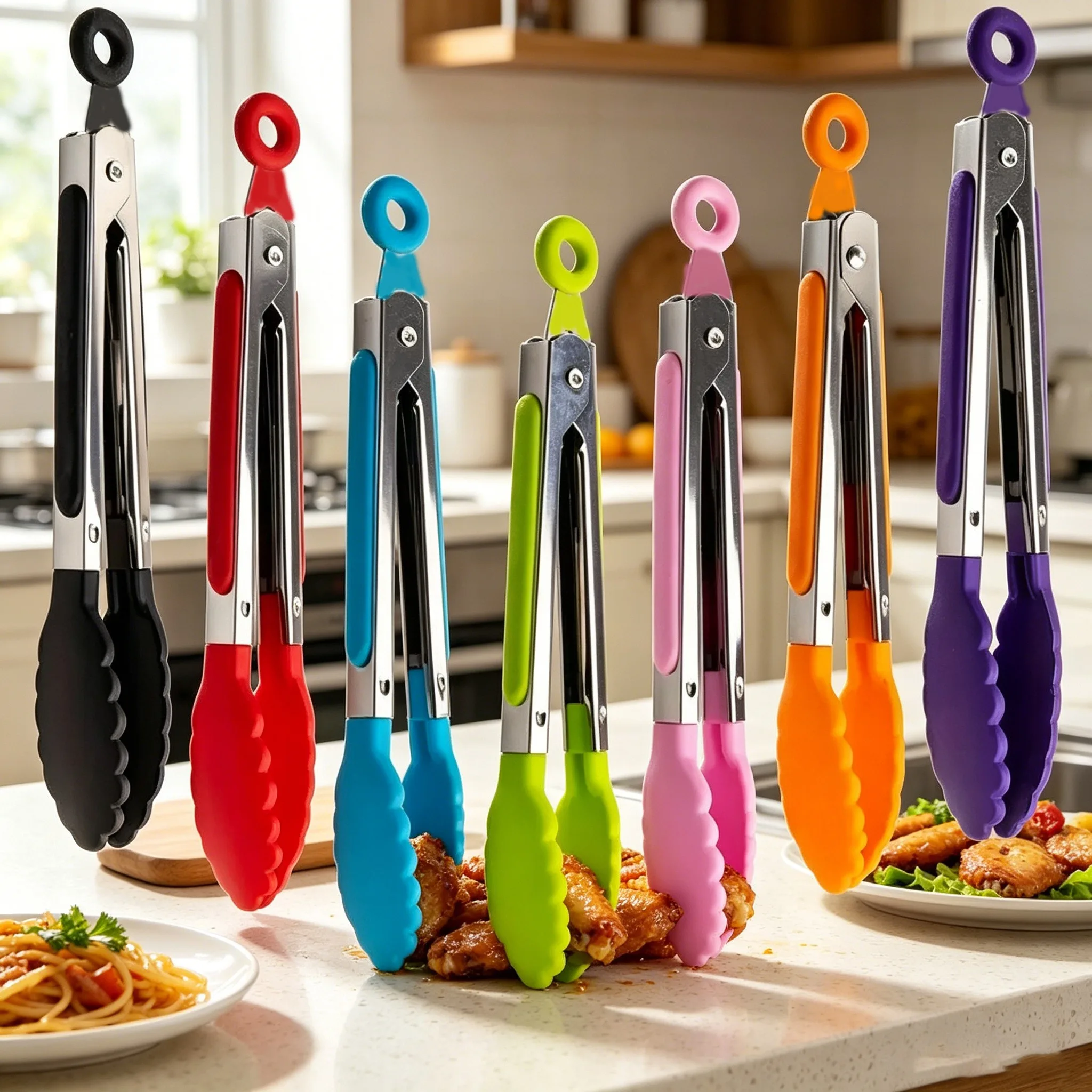 Multi-function food clip, used for cooking, serving, barbecue, salad, etc., kitchen supplies, family  cafeteria essential tool