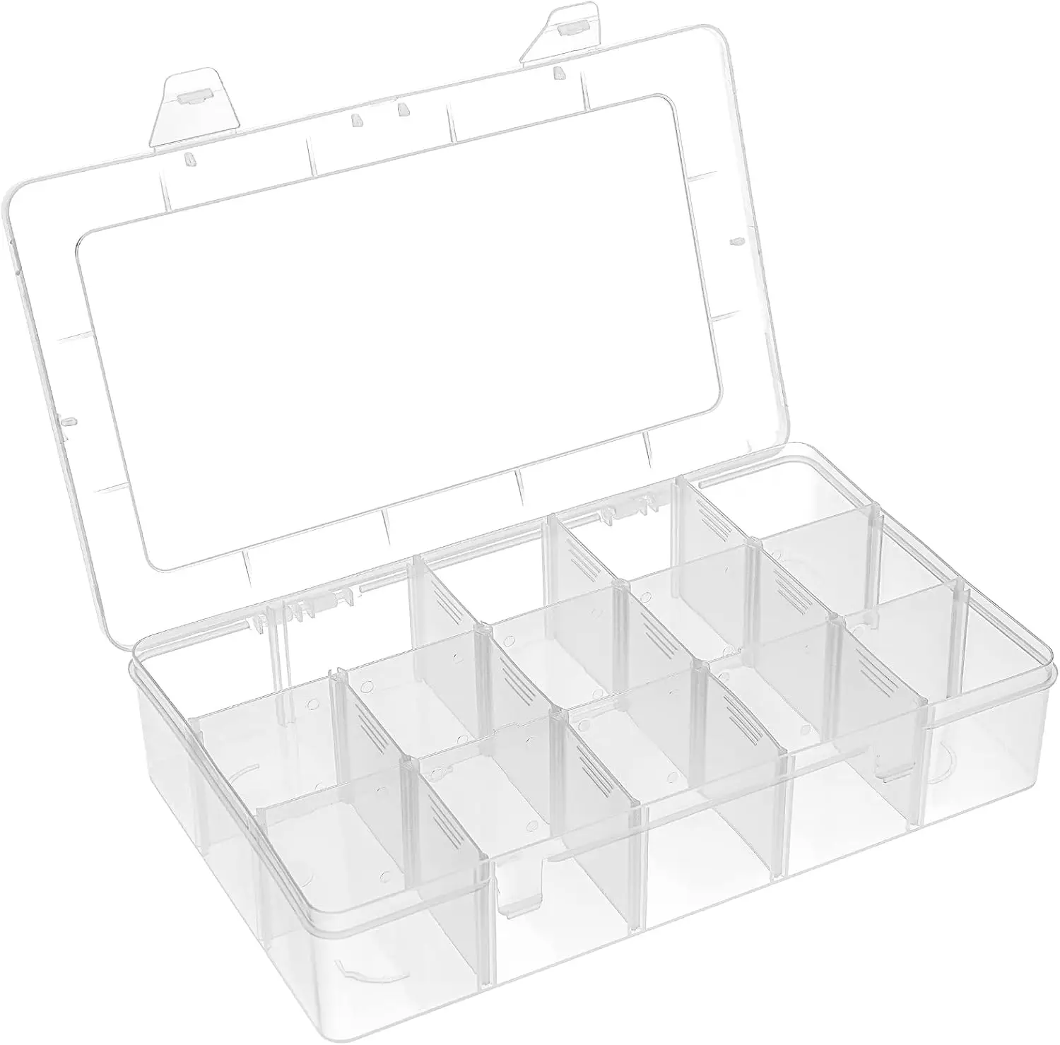 

15 Grids Clear Plastic Storage Box with Compartment, Craft Organizers and Storage, Transparent Jewelry Box, Small Parts