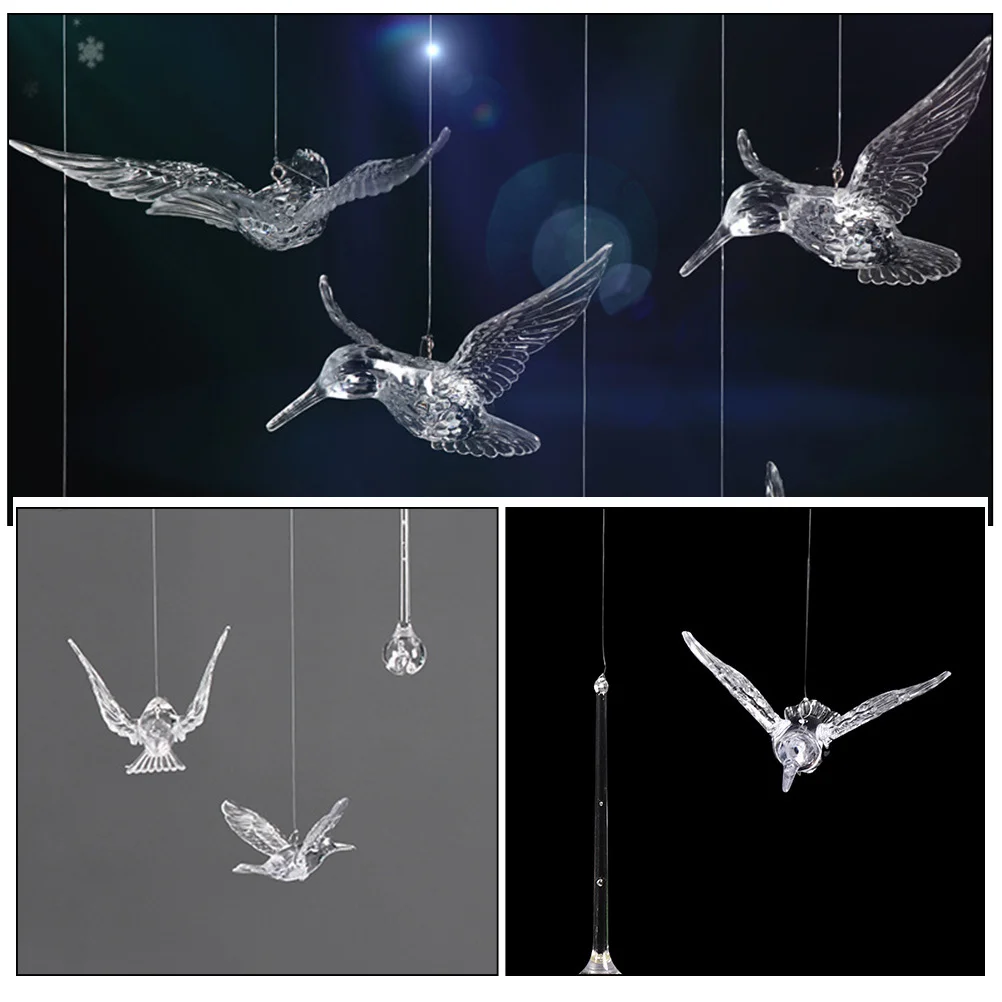 

20Pcs Hanging Hummingbirds Decor Acrylic Transparent Light Reflecting Pendants for Bedroom Party Ceiling Window Curtain