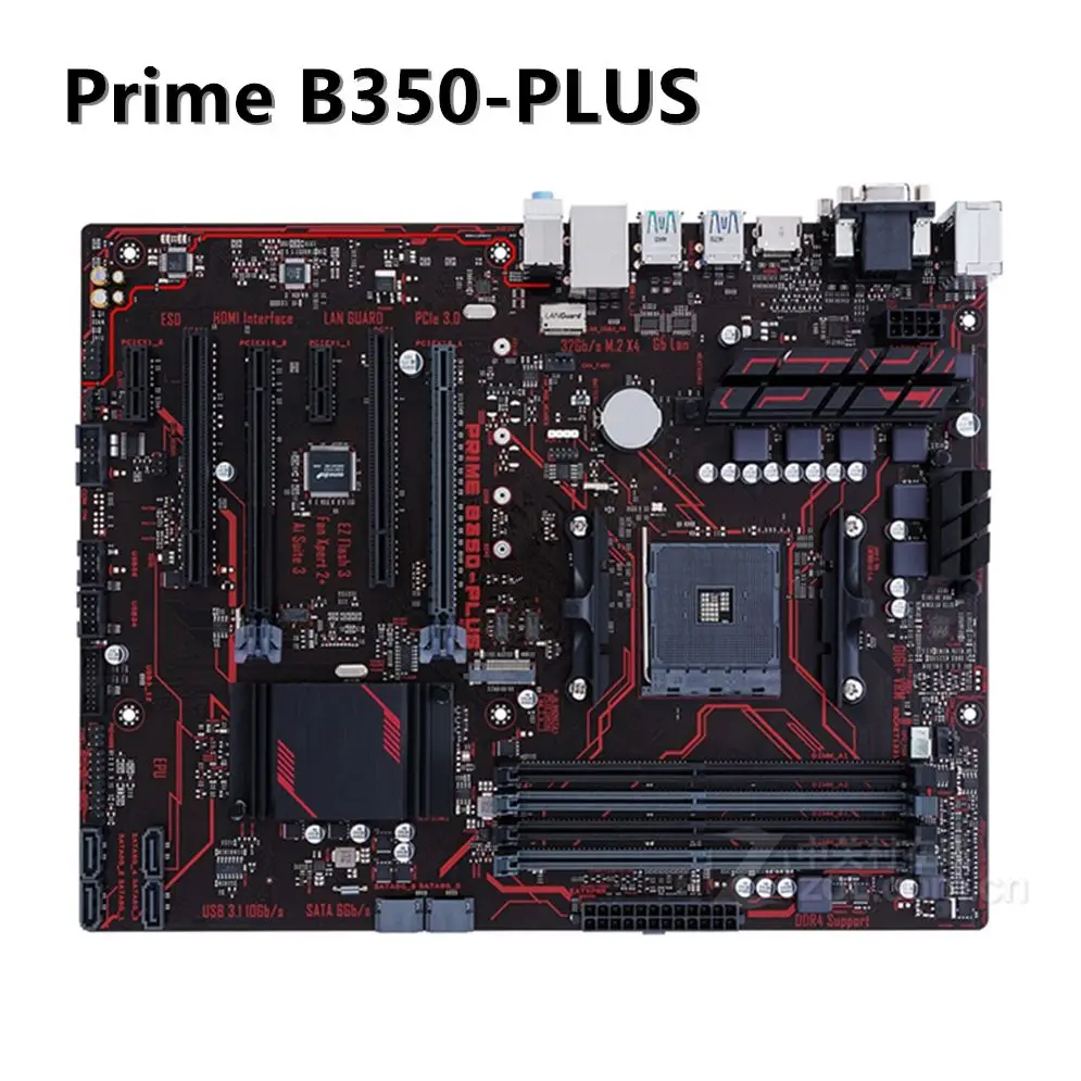 Motherboard For PRIME B350-PLUS Socket AM4 DDR4 AMD B350 DDR4 64GB PCI-E 3.0 USB3.1 M.2 Desktop Mainboard DDR4