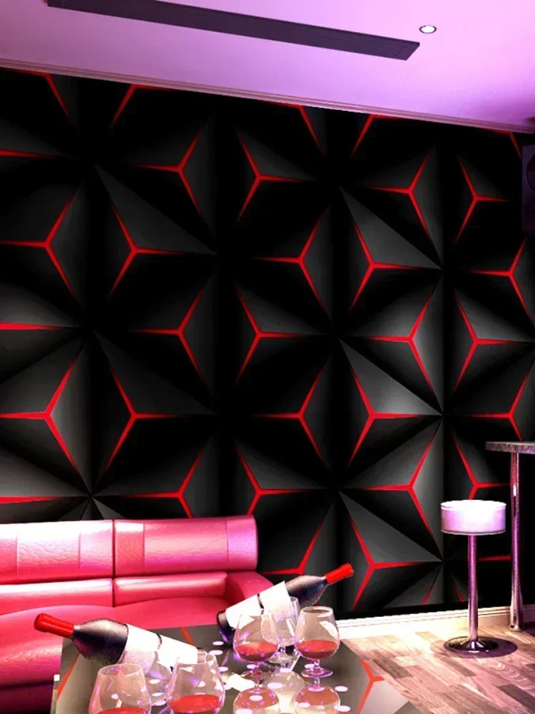 Ktv Wallpaper Hall Flash Wallcloth 3D Stereo Plane Geometric Patterns Theme Box Background Pape  Mural Wallpaper 3d