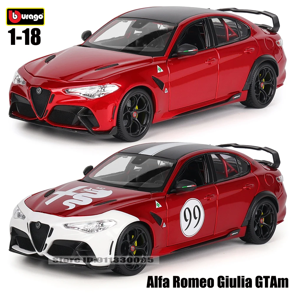 Bburago 1:18 Alfa Romeo Giulia GTAm # Coche clásico de lujo de aleación 99, modelo de coche fundido a presión, colección de jugu