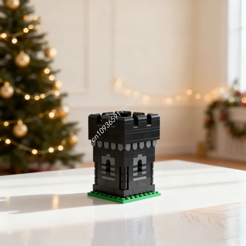 

222 детали MOC: Модель Замка с Башней Стражей Черного Рыцаря, Конструктор, Архитектурная Игрушка, Рождественский Подарок, DIY, Креативный Образовательный Набор Кирпичиков