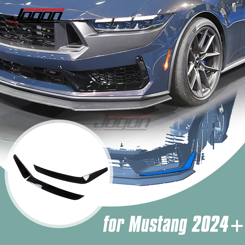 Bright Black Exterior Front Bumper Fog Light Side Splitter Air Vent Cover Trim For Ford Mustang S650 Dark Horse 2024 Accessories