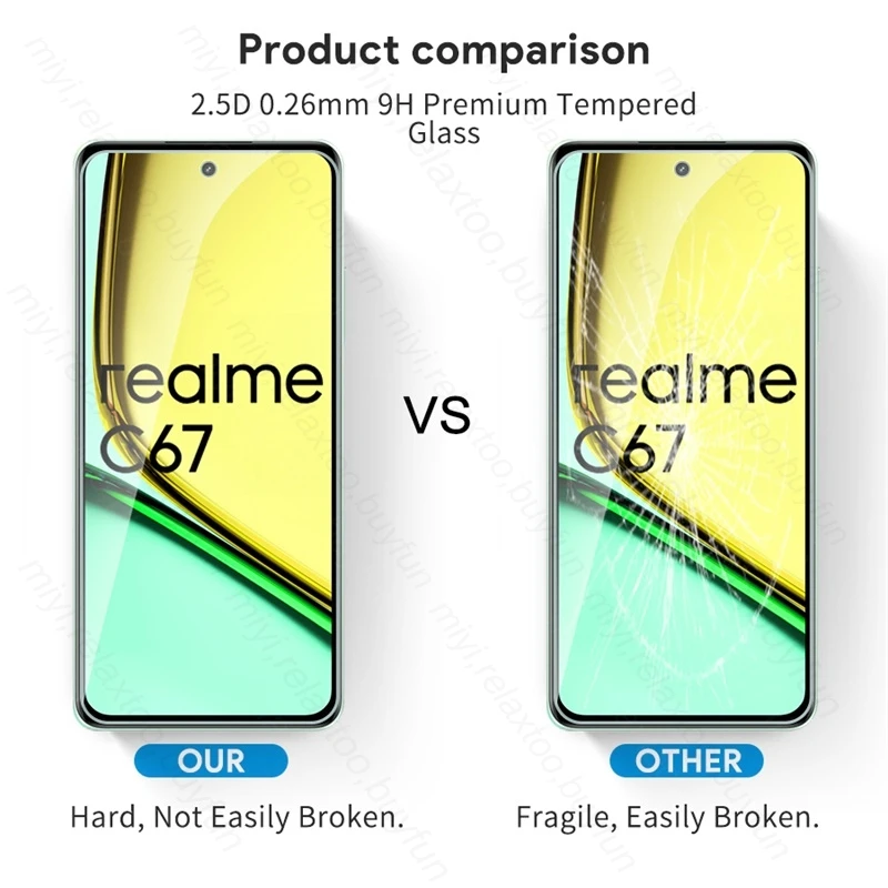 Realme用HD強化ガラススクリーンプロテクター,カメラプロテクター,c67,4g,8 in 1,c67,rmx3890,6.72インチ