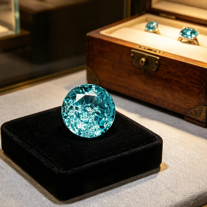 

Round Cracked Ice Cut Lab Grown Paraiba Tourmaline Gemstone For DIY Jewelry Making Material Selectable AGL Certificate