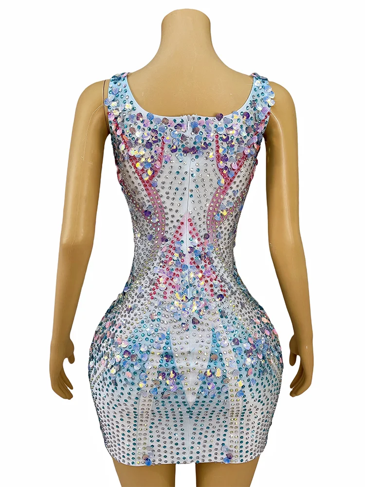 Shell Ocean Show High-end Handmade Sequins Shells Rhinestones Short Dress Women Party Outfit Dancer Singer Perform Costume