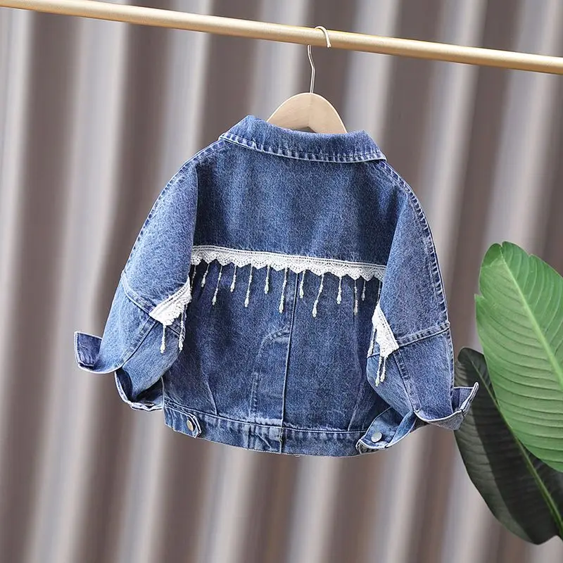 2004 New Children\'s  Autumn Winter Girls lace Coat Long-Sleeved Denim jacket Baby\'s Top Children\'s Clothing