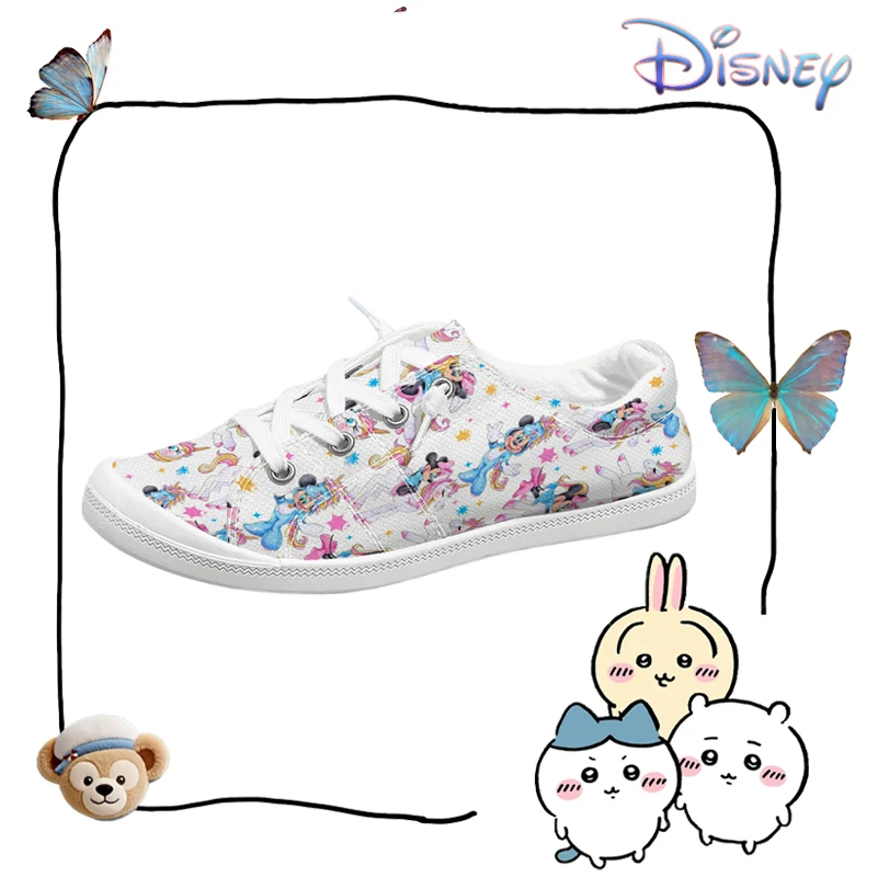 

Disney Minnie Mouse Unicorn Print Low Top Canvas Shoes for Women, White Casual Breathable Sneakers
