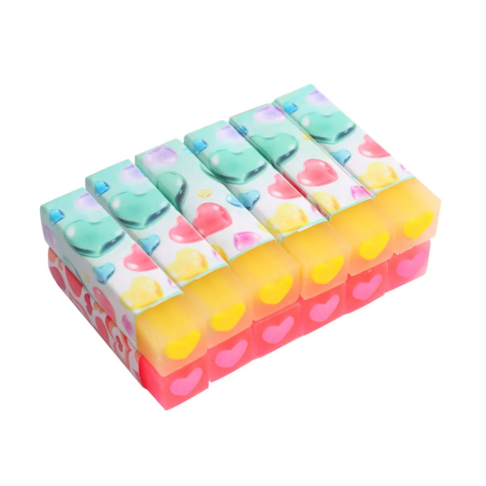

12pcs Love Heart Erasers Cute Jelly Cartoon Decorative Valentine Student Accessory for Kids Office Home Lightweight Easy Storage