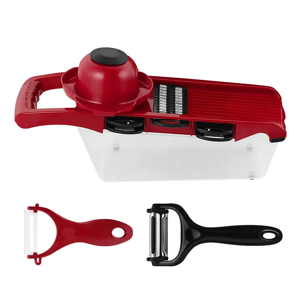 Pemotong Sayur Multifungsi Pisau Baja Mandoline Pengiris Kentang Pengupas Wortel Parutan Keju Alat Pengiris Sayuran