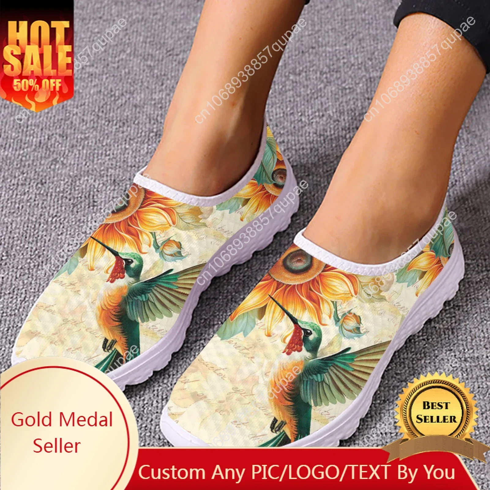 

Лоферы с принтом подсолнечника и птичьей сеткой, кроссовки высокого качества для женщин и мужчин, повседневная модная теннисная обувь на плоской подошве на заказ