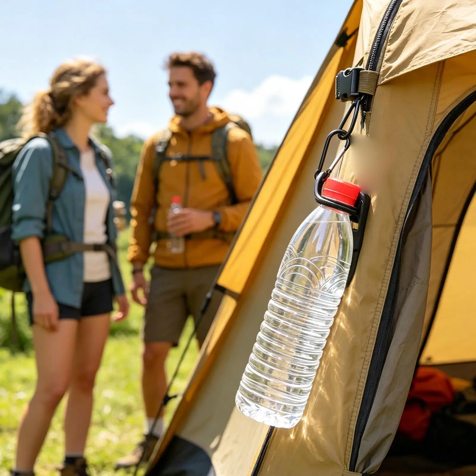 Water Bottle Clip For Backpack Secure Non-Slip Carabiner Hanger Silicone Water Bottle Holder For Outdoor Hiking Cycling