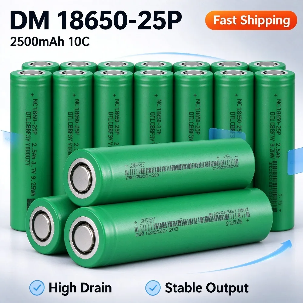 1-50PCS 18650 3.7V 2500mAh Rechargeable Lithium Battery High Discharge Li-ion Cell Flashlight Power Bank DIY Electronic Project