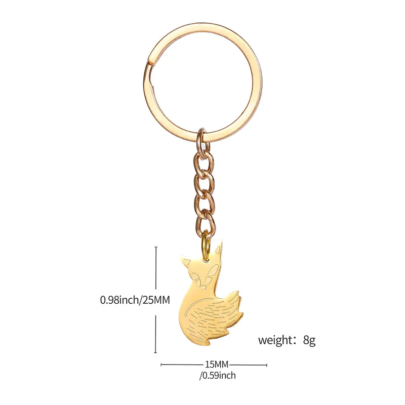 New Arrival  Stainless Steel Key Chain Wolf and Fox Couple Key Ring Sweet Key Chains DIY Jewelry Gifts
