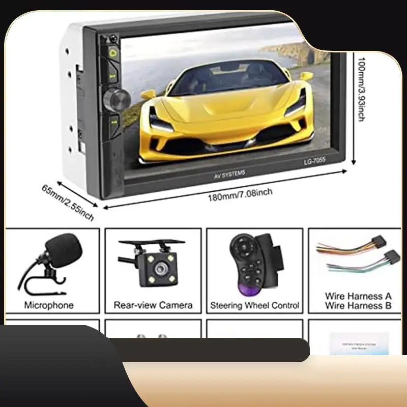 

A13Z-Double DIN Автомобильная аудиосистема 7-дюймовая автомобильная аудиосистема, как показано на рисунке, металл + АБС-пластик, сенсорный экран, камера заднего вида, Carplay