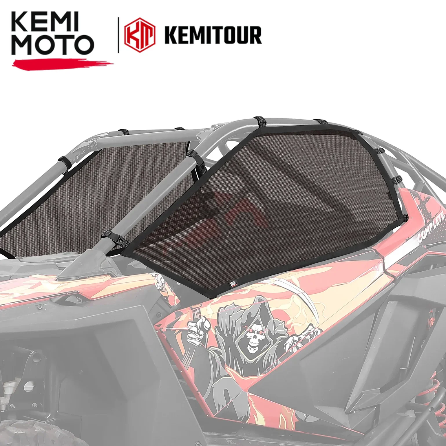 

KEMIMOTO UTV Roll Cage Window Mesh Sun Protective Net Ventilated Compatible with Polaris RZR Turbo R / PRO XP / PRO R 2020-2024