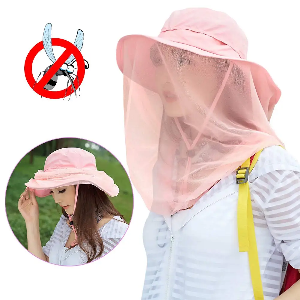 Mosquito Head Net Hat, Safari Sun Hat with Veil Mesh Protection from Insect Fishing Hat Sun Protection Hat for Outdoors Bucket H