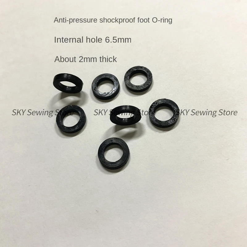 100PCS Presser Foot Shockproof O-Ring Black Anti-Pressure Soft Rubber Mat Internal Hole 6.5mm Thickness 2mm Computer Embroidery