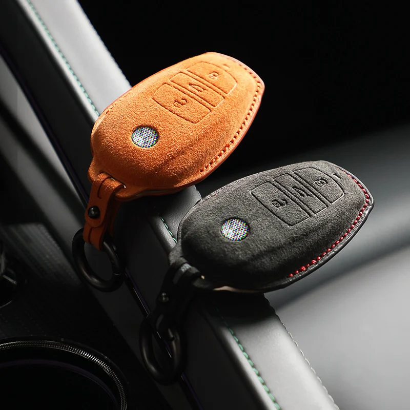 Suitable for Volkswagen 2010-2014 Touareg, Alcantara high-quality car key box cover bracket, intelligent key bag accessories