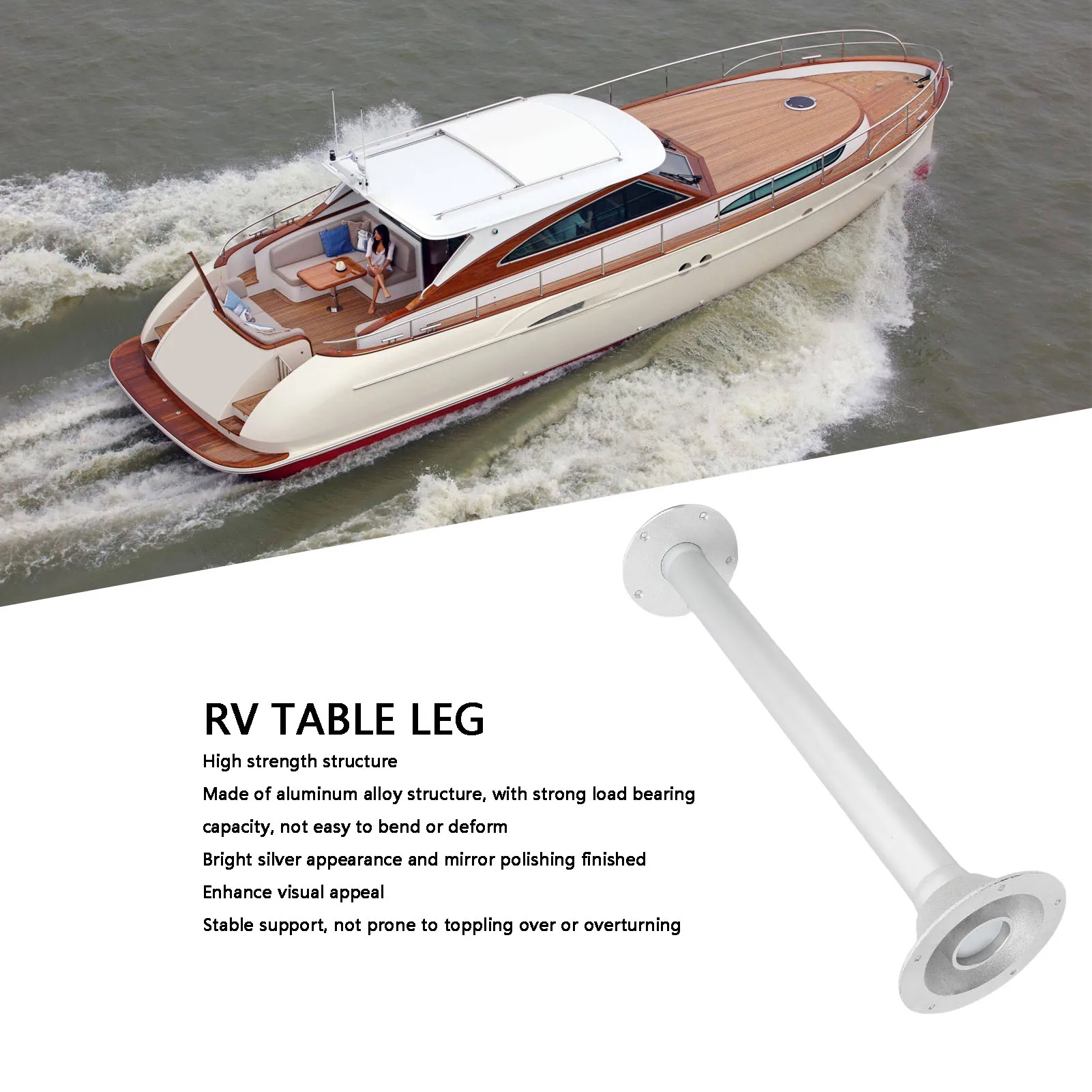 

RV Table Leg 29.13in Removable Heavy Duty Boat Table Base Stand Leg Aesthetic Aluminum Alloy for Motorhome Campervan