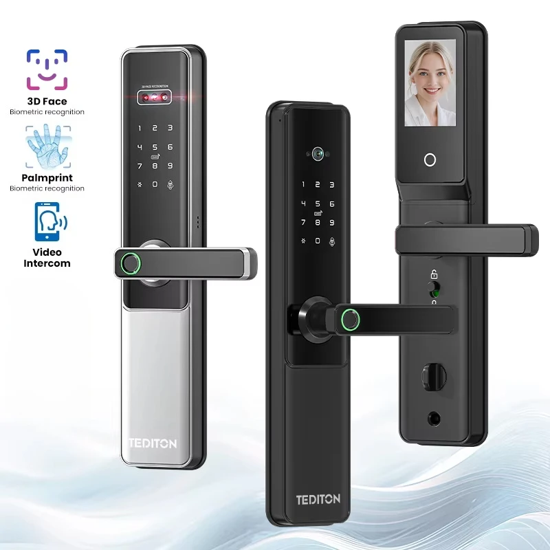 

Tediton Fechadura Digital Handle Locks Zigbee Waterproof Biometric Electronic Wifi Smart Door Lock With Camera and Fingerprint