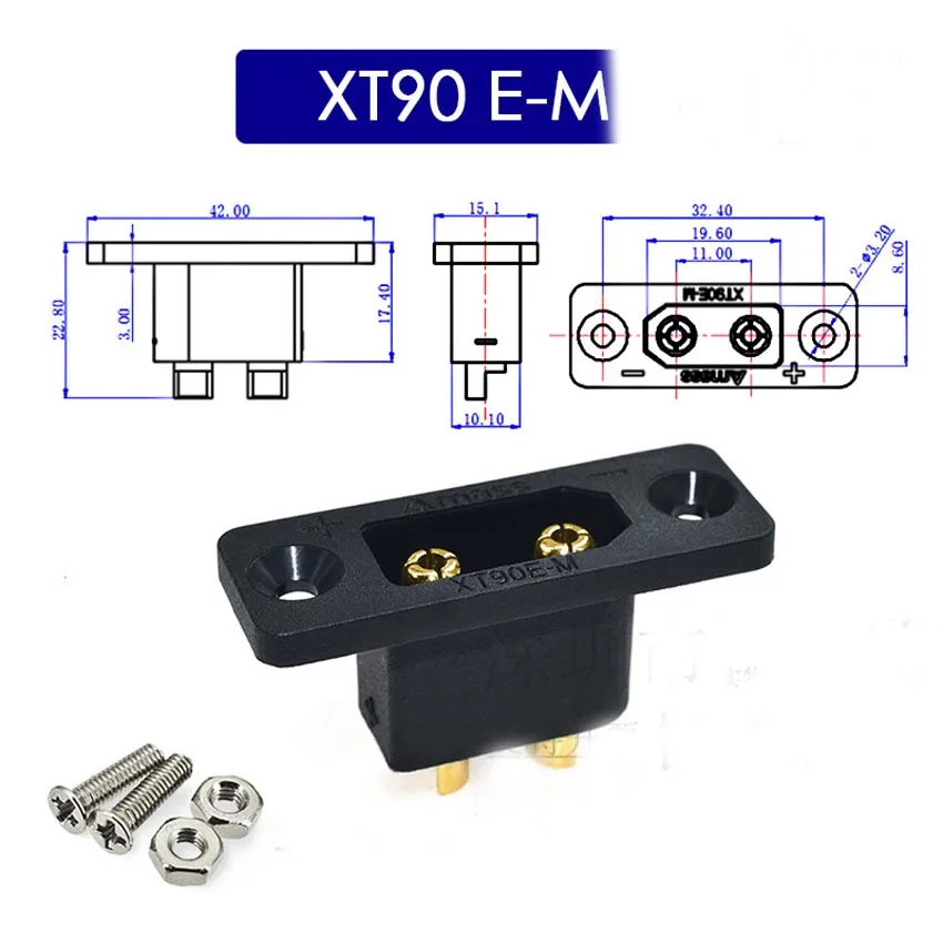 XT90E-M Battery Connector XT90E Male Plug Gold-plated Connector DIY Connecting Part for RC Aircraft Drone Accessories