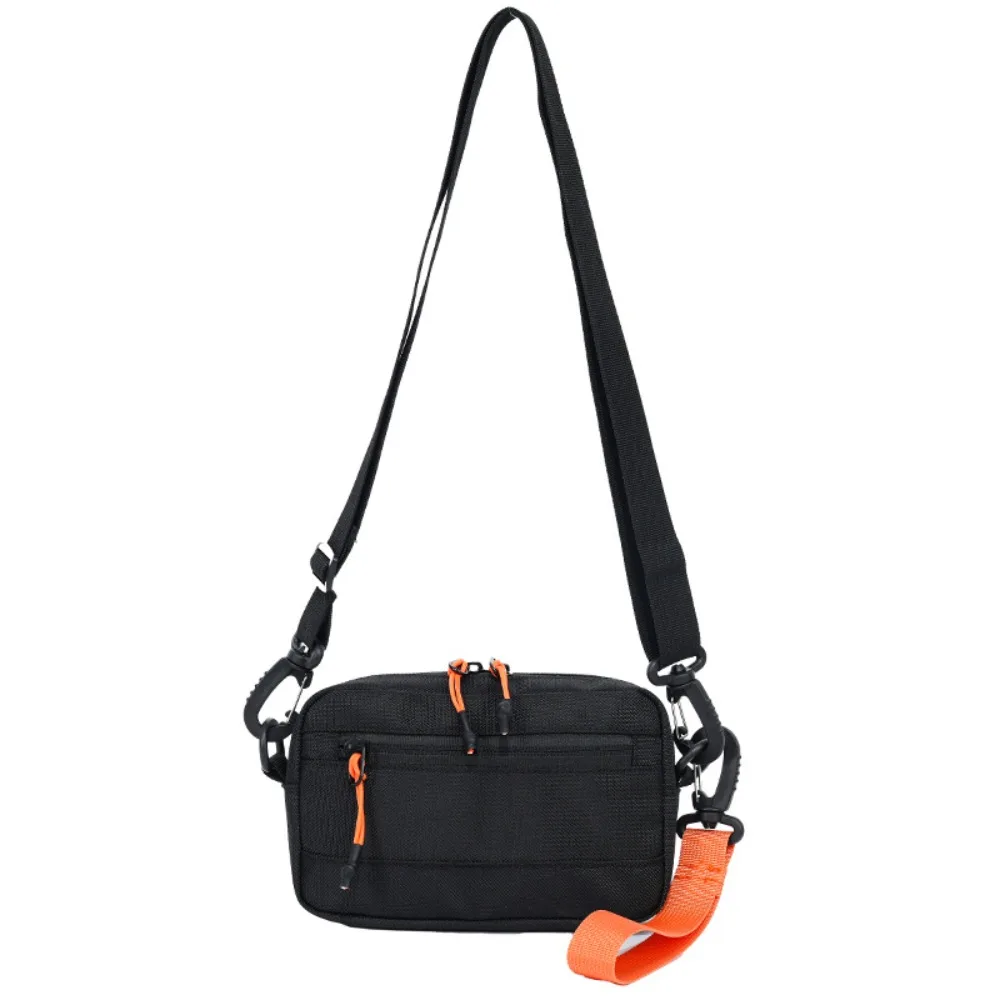 

All-match Square Nylon Crossbody Bag Lightweight Black Single Shoulder Bag Korean Style Wide Shoulder Strap Messenger Bag Hiking
