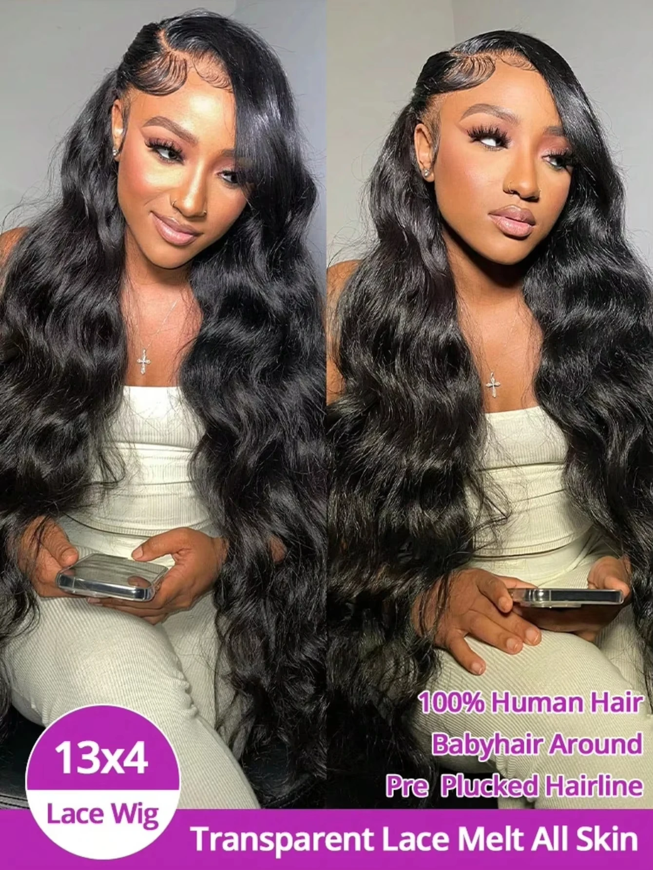Wewave Black Wig Body Wave Lace Front Wig 13x6 13x4 40 Inch Hd Lace Wigs Bleached Knoted Pre Plucked Clearance Sale Items image 3