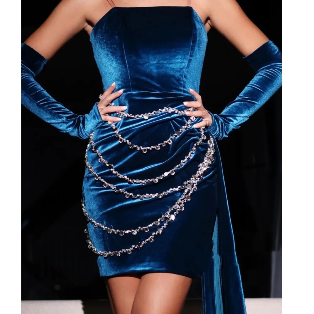

Muloong Strapless Sweep Train Women Elegant And Pretty Luxury Prom Dress