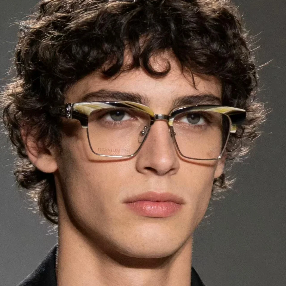 High end Brand Designer's Personalized Women's Luxury Acetate Eyeglass Frame Exquisite Carving Decoration Men's Titanium Glasses