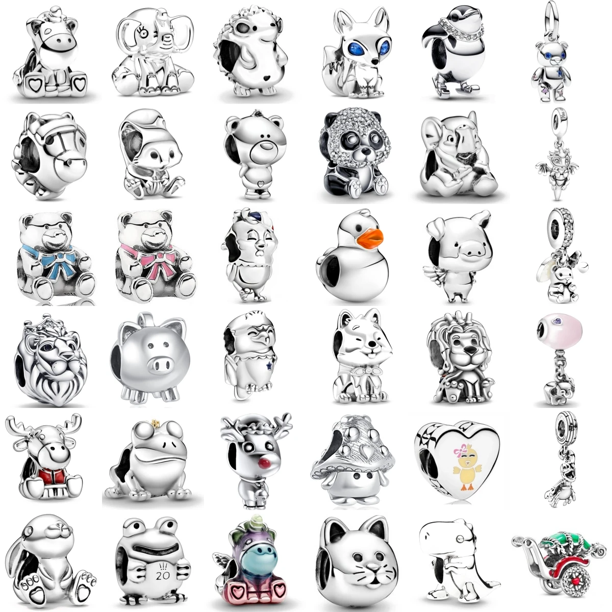 

Newest 925 Sterling Silver Charm Fit Original Bracelet Accessories Women Jewelry All kinds Of Cute Animals Series Duck Lion