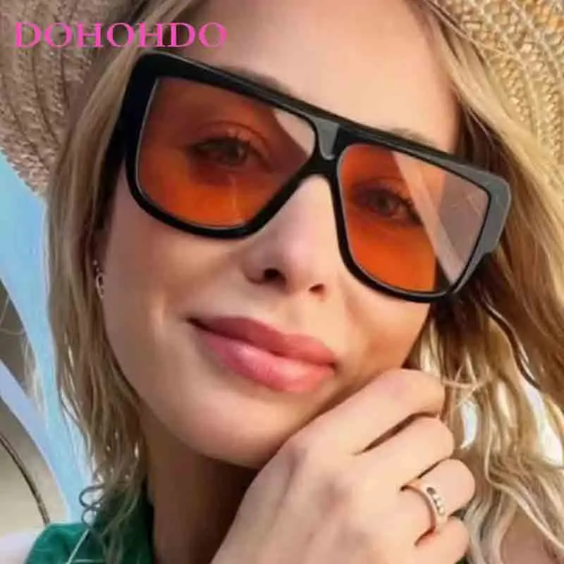 Trendy Klassieke Zonnebril Unisex Oversized Eendelig Frame Bril Tinten Persoonlijkheid Vierkante Brillen UV400 Gafas De Sol