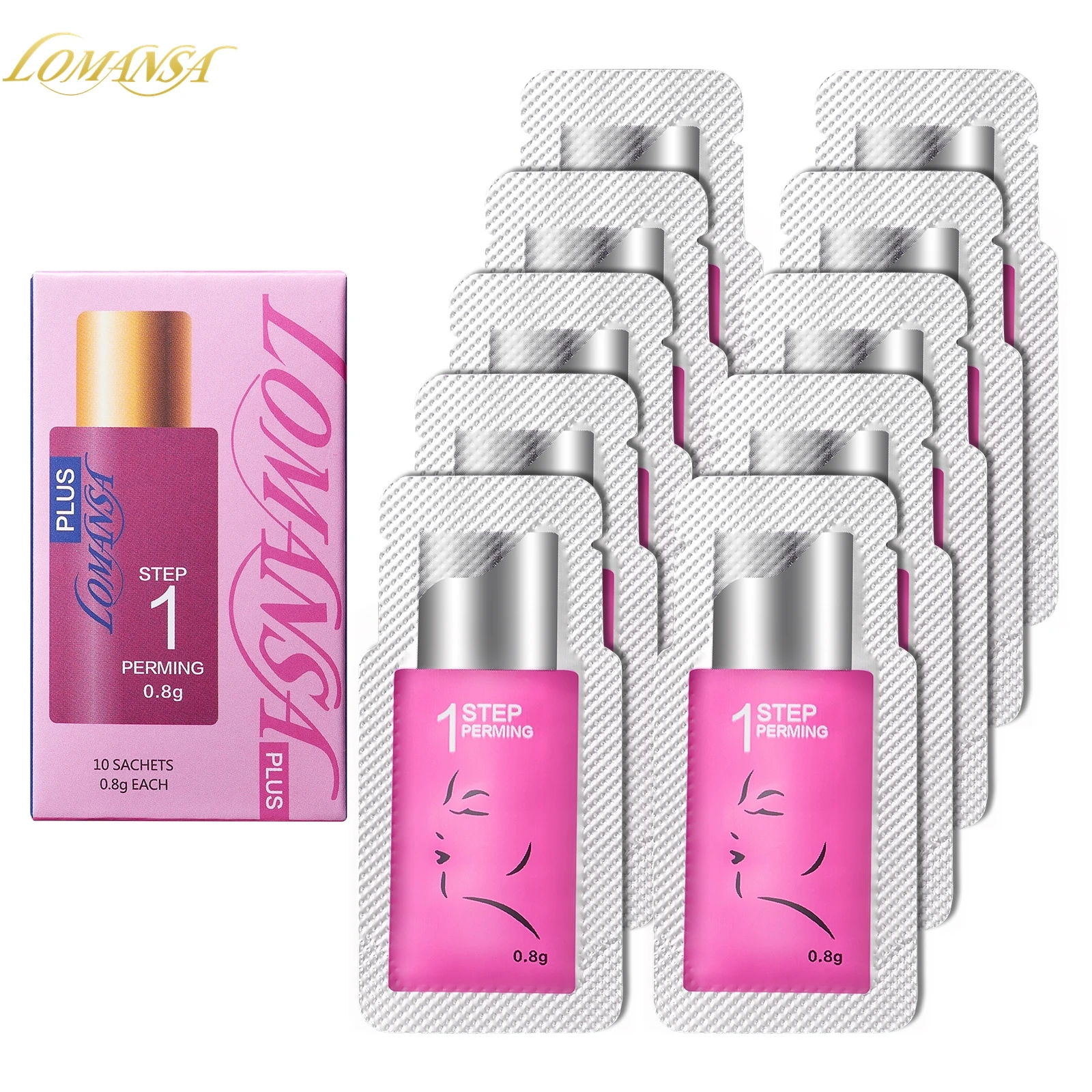 Lomansa 10 stks/partij Wenkbrauwen Lift Lotion Enkele Fles Brow Lamineren Perm Crème 1 # 2 # 3-delige emulsie wenkbrauw liftende make-uptool