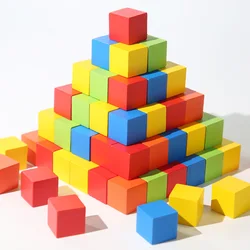 50/100pcs Colorful Cubes Wooden Building Blocks Stacking Up Square Wood Toy Baby Shape Color Learning Toys for Children