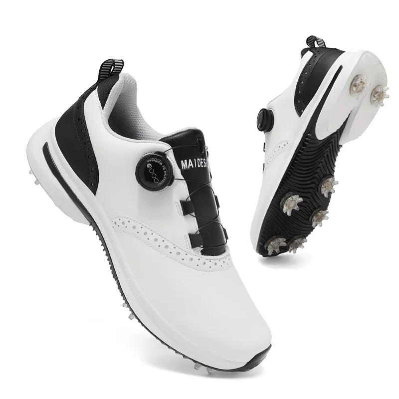 

Professional Non Slip Spikes Golf Sneakers Men Quick Lacing Golfer Footwear Big Size 40-47 Golf Shoes Outdoor Golfing Sneakers