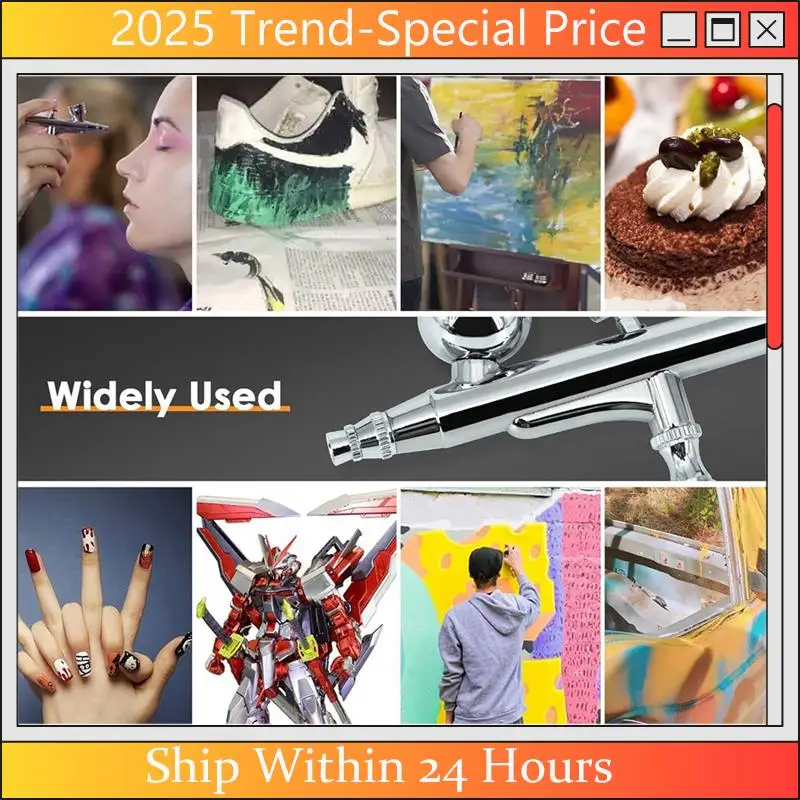 

A61Z Deals Airbrush Kit Dual-Action Airbrush With 0.3/0.5Mm Needles Set 20Cc/40Cc Cup Air Hose And Cleaning Kit