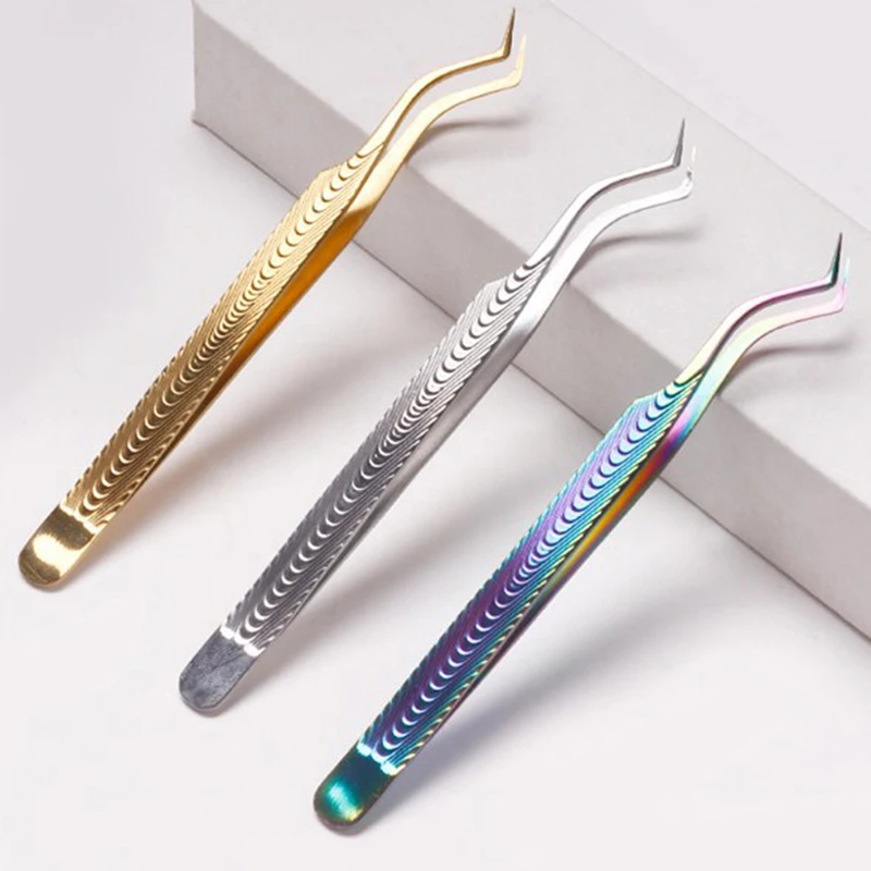 Stainless Steel Superhard Eyelashes Tweezers Precision Anti-Static Makeup Tools For Eyelash Extensions