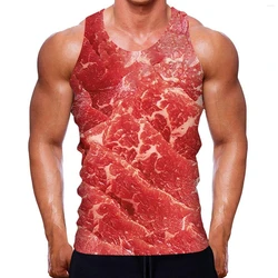 Summer Funny Meat 3D Printed Tank Tops Men's Casual Streetwear Fashion Oversized Sleeveless Tank Top Gym Męska kamizelka Odzież męska