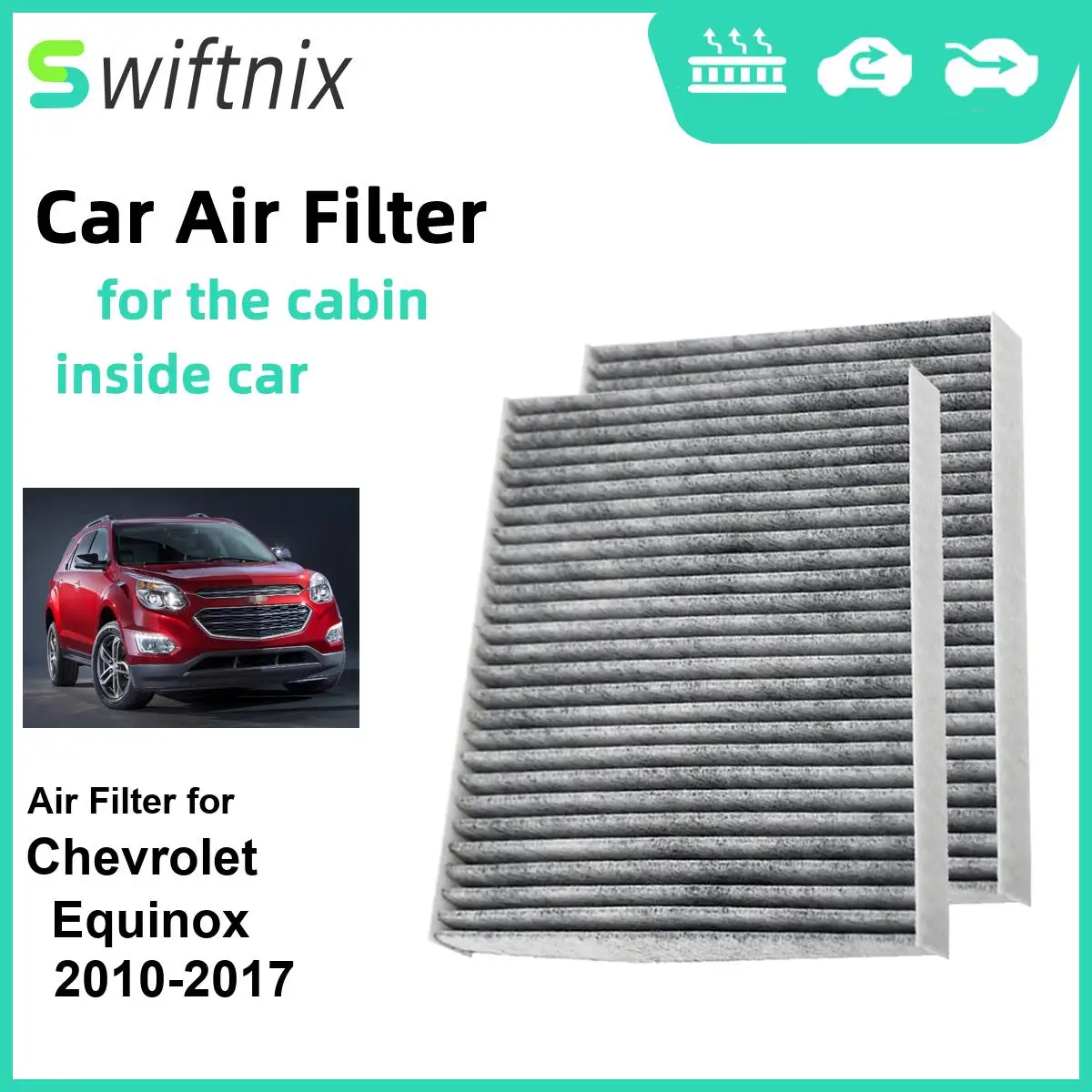 2PCS Activated Air Filter Calm Carbon Fiilter Cabin for Chevrolet Equinox 2010-2017 CF11819 3SF79-AQ000 97133-3SAA0