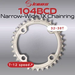 KEOS 104BCD 1x round chainring 32T/34T/36T/38T narrow-wide lightweight chainwheel(silver/black) for M370/IXF MTB/ROAD cranksets