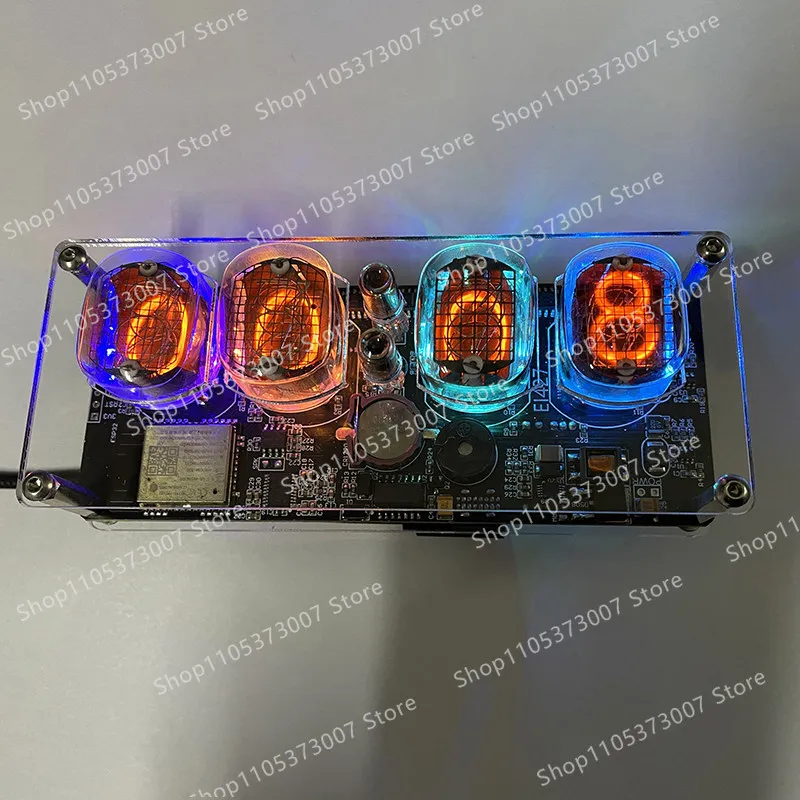 QS27 Glow Tube Clock Plug-in Type with Small Speaker and WiFi