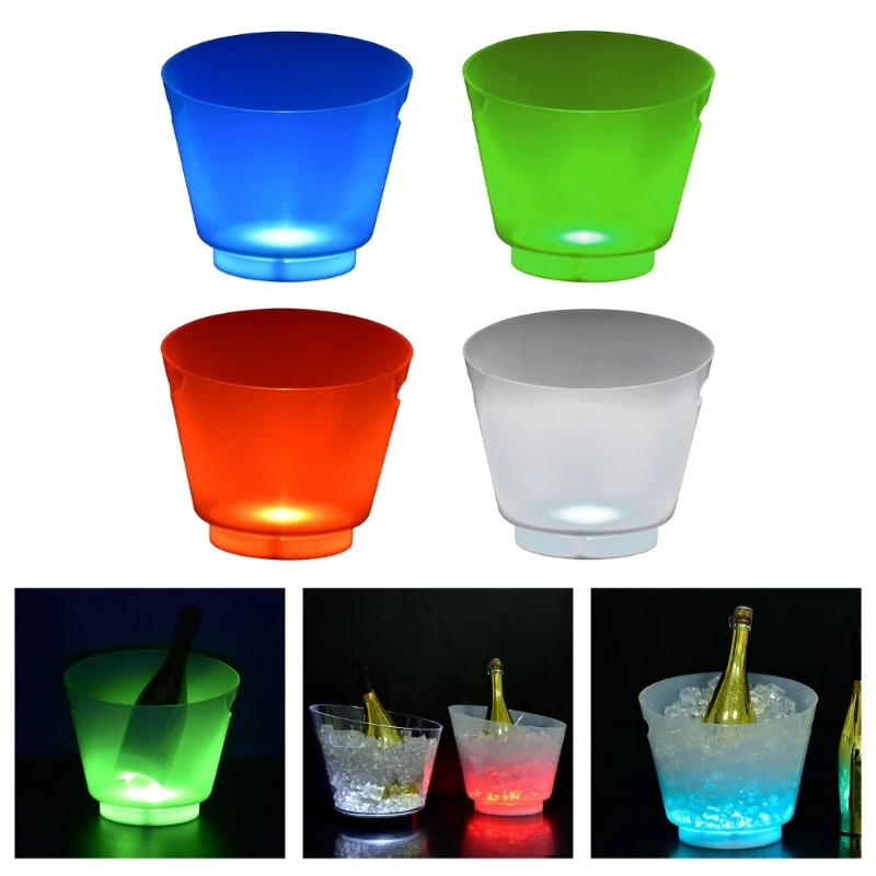 

Shatters proof Beverage Chiller Glowing LED Ice Buckets Large Capacity Beach Parties Essential 87HA